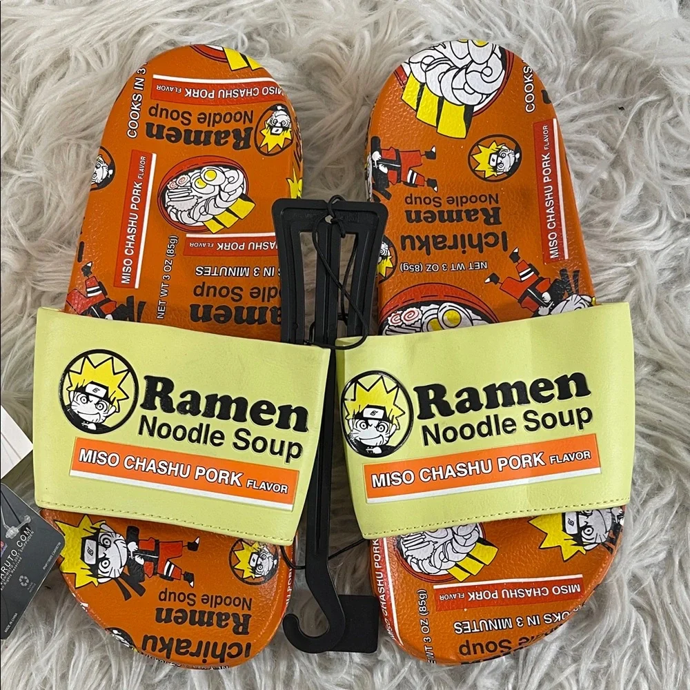 Naruto Men's Slide Sandals Ramen Noodle Soup Size 7 NEW - Picture 3 of 9